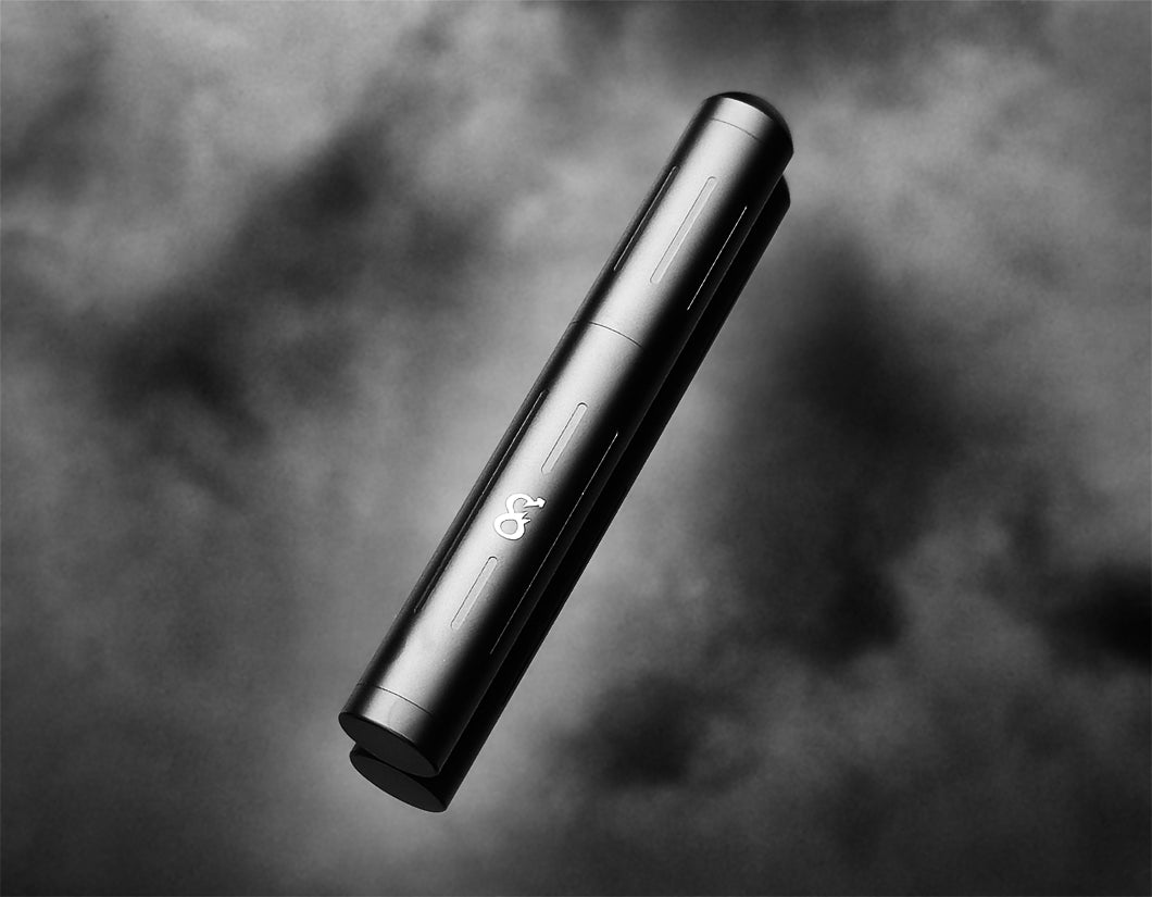 Matte black aluminium cigar tube case, closed view