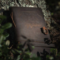 Brown genuine leather journal with Cigar Journal embossed