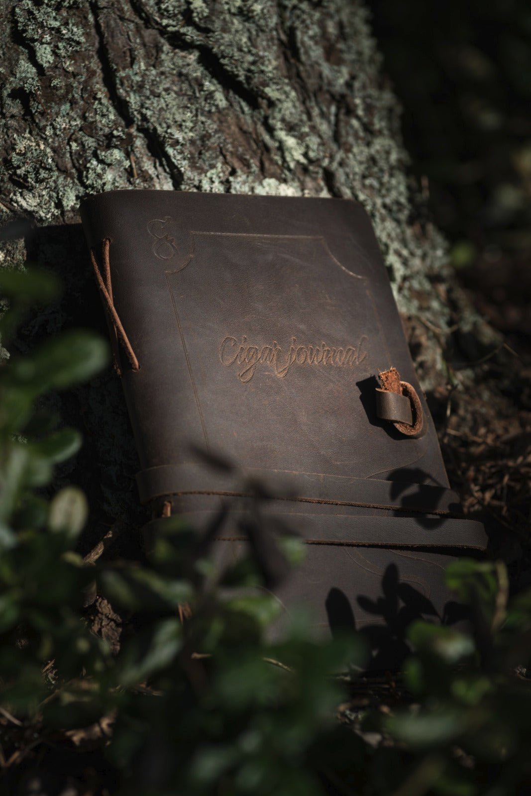 Brown genuine leather journal with Cigar Journal embossed